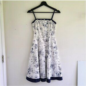 Floral Sundress Dress 3 Floral Navy Blue White Cotton Milkmaid Coquette